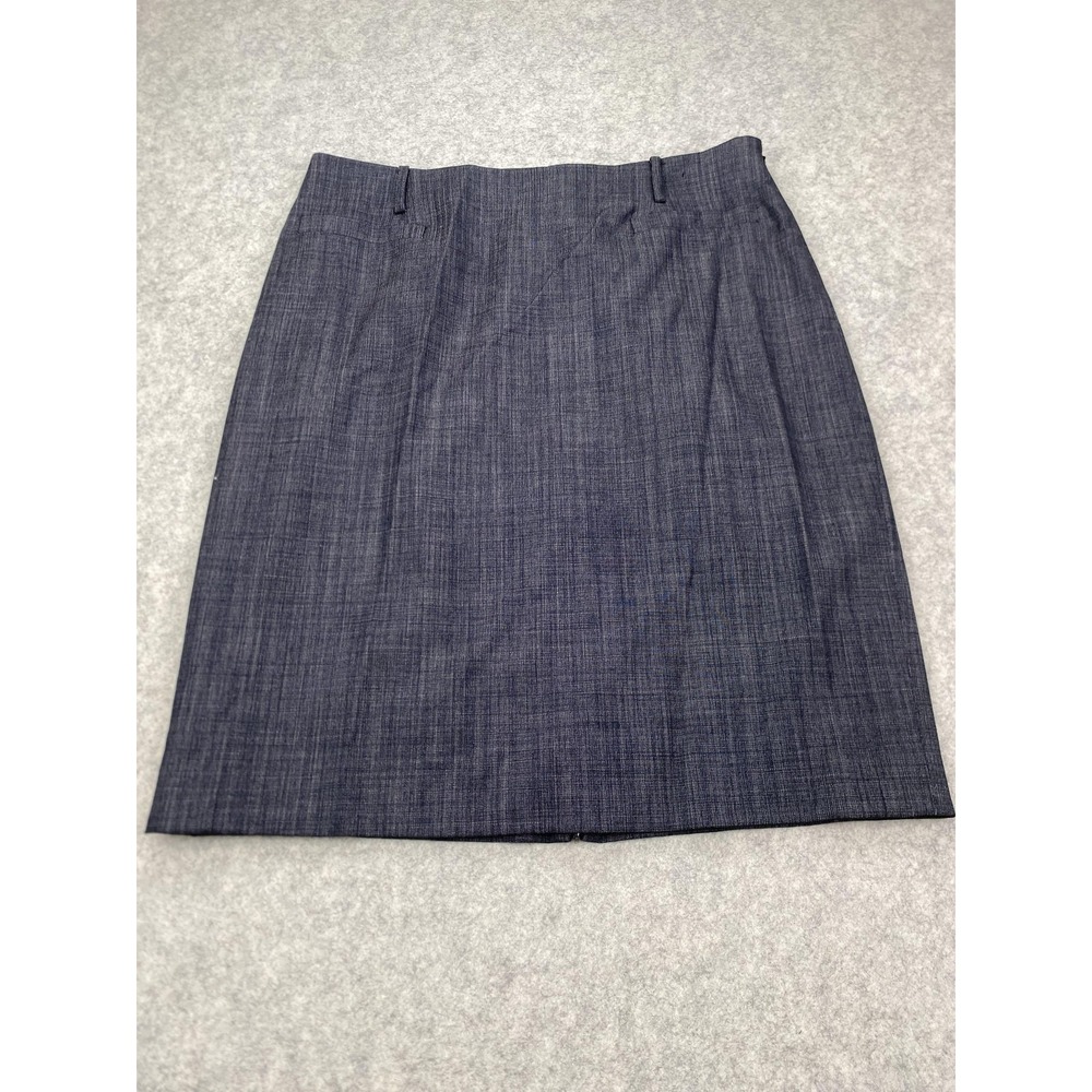 Worth New York Skirt Womens 10 Blue Wool Pencil Knee Length Lined Work Office
